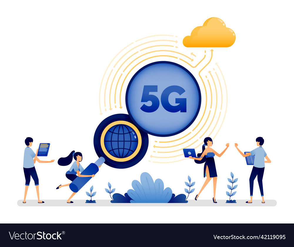 Design of 5g connected to internet search engines vector image Design of 5g connected to internet search engines