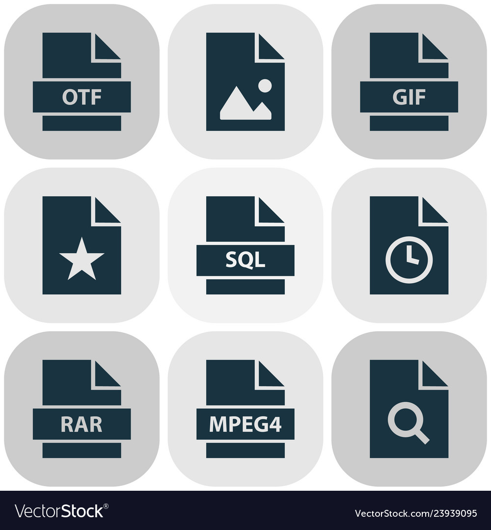 Document icons set with rar software favorite