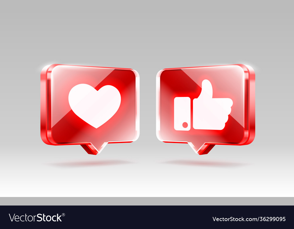 Hand and heart like neon icon sign follower 3d