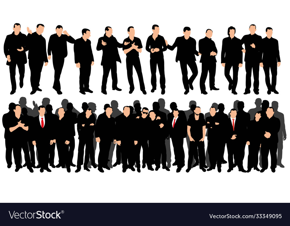 Isolated crowd silhouettes men