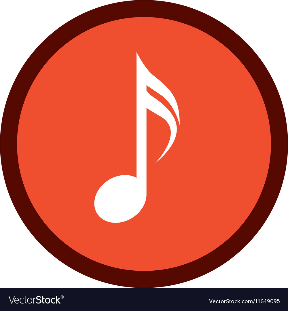 Isolated music note inside button design