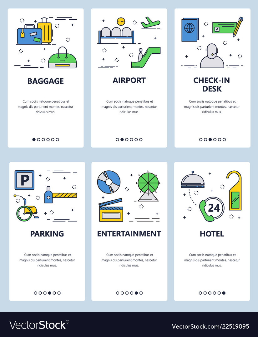Line art web and mobile app template set vector image Line art web and mobile app template set