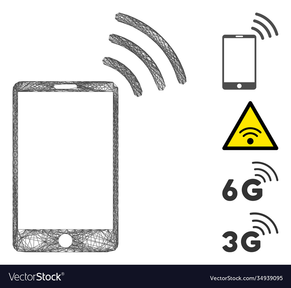 Linear mobile wi-fi signal mesh vector image Linear mobile wi-fi signal mesh