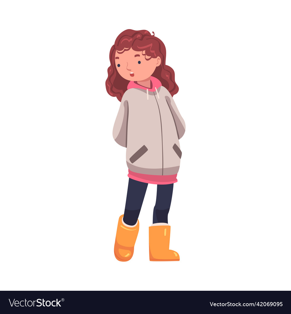 Little puzzled girl standing and talking