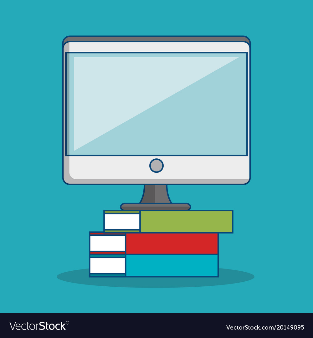 Monitor computer with books icon