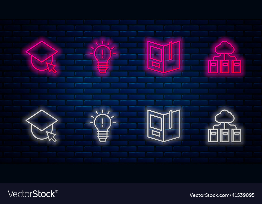 Set line light bulb with concept of idea open vector image Set line light bulb with concept of idea open