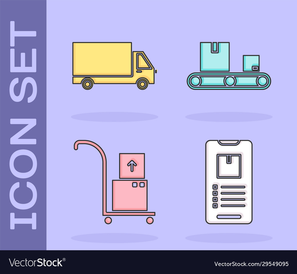 Set mobile phone with app delivery tracking vector image Set mobile phone with app delivery tracking