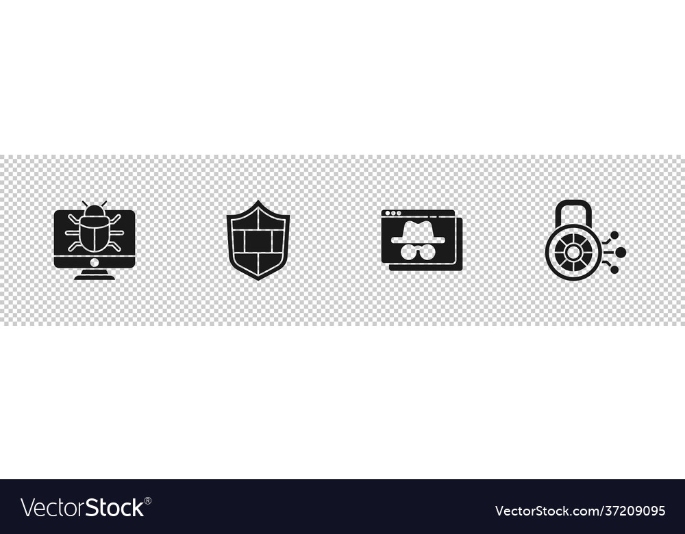 Set system bug on monitor shield with brick wall vector image Set system bug on monitor shield with brick wall