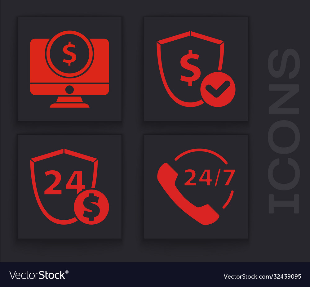 Set telephone 24 hours support computer monitor vector image Set telephone 24 hours support computer monitor