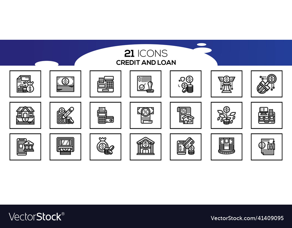 Simple set of loan related line icons