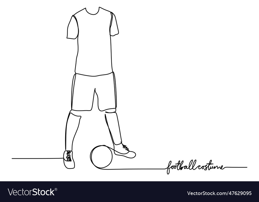 Soccer Uniform One Line Drawing Continuous Hand Vector Image