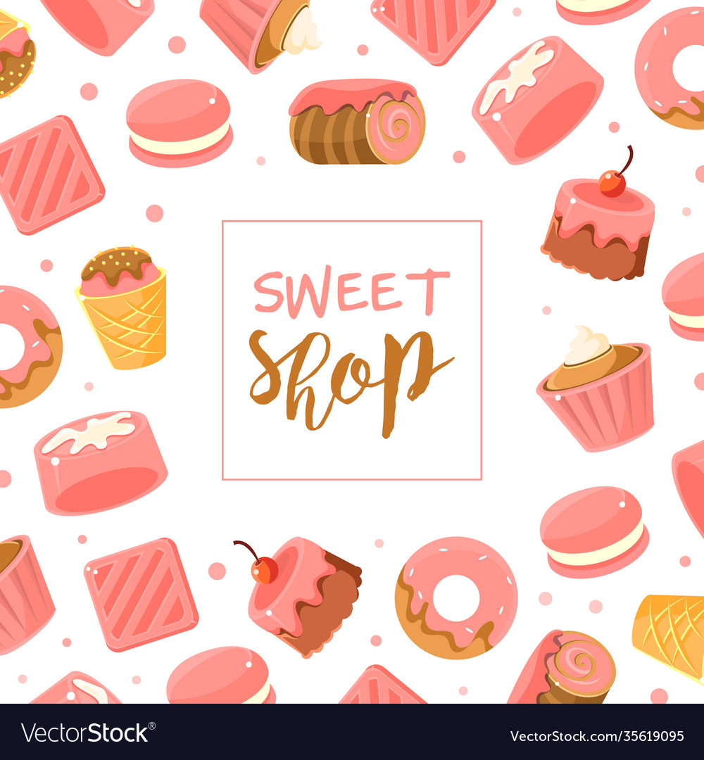 Sweet shop banner template bakery candy shop Vector Image