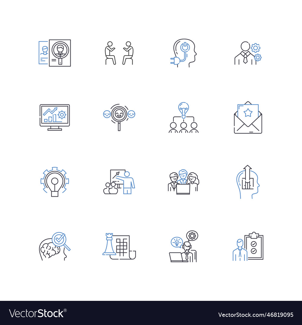 Technology solution line icons collection