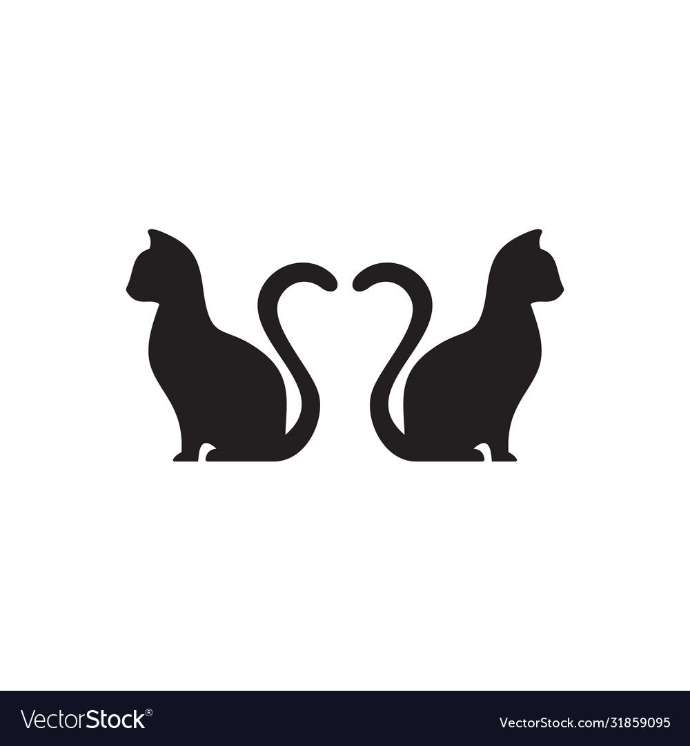 Two Cute Black Cats And Bird Stock Illustration - Download Image