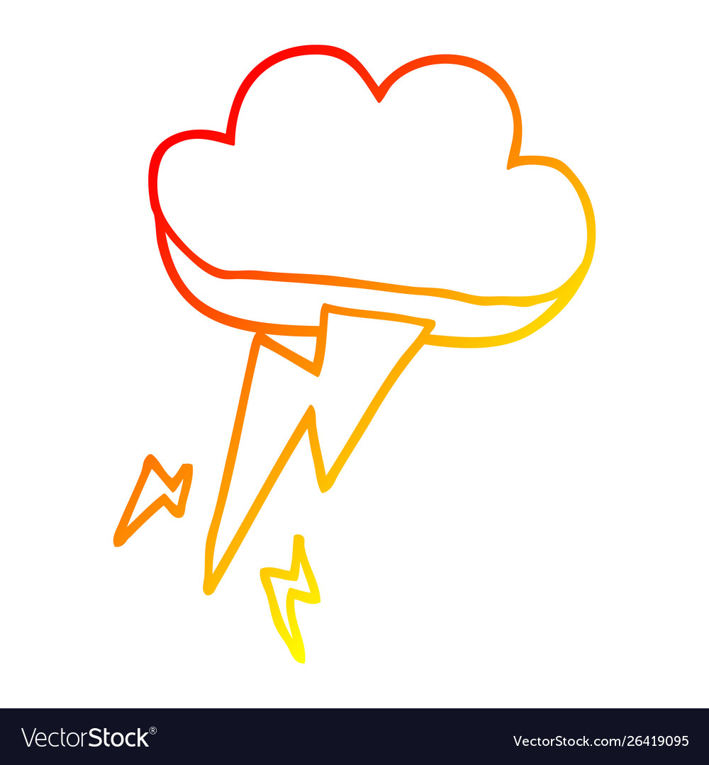 Warm gradient line drawing cartoon thunder Vector Image