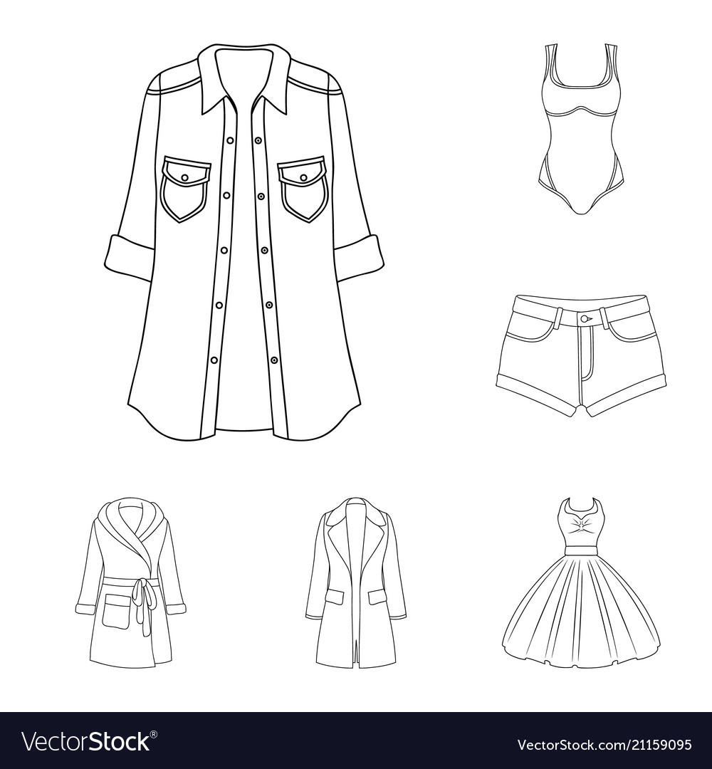 Frauen Kleidung Kontur Icons in Set-Sammlung