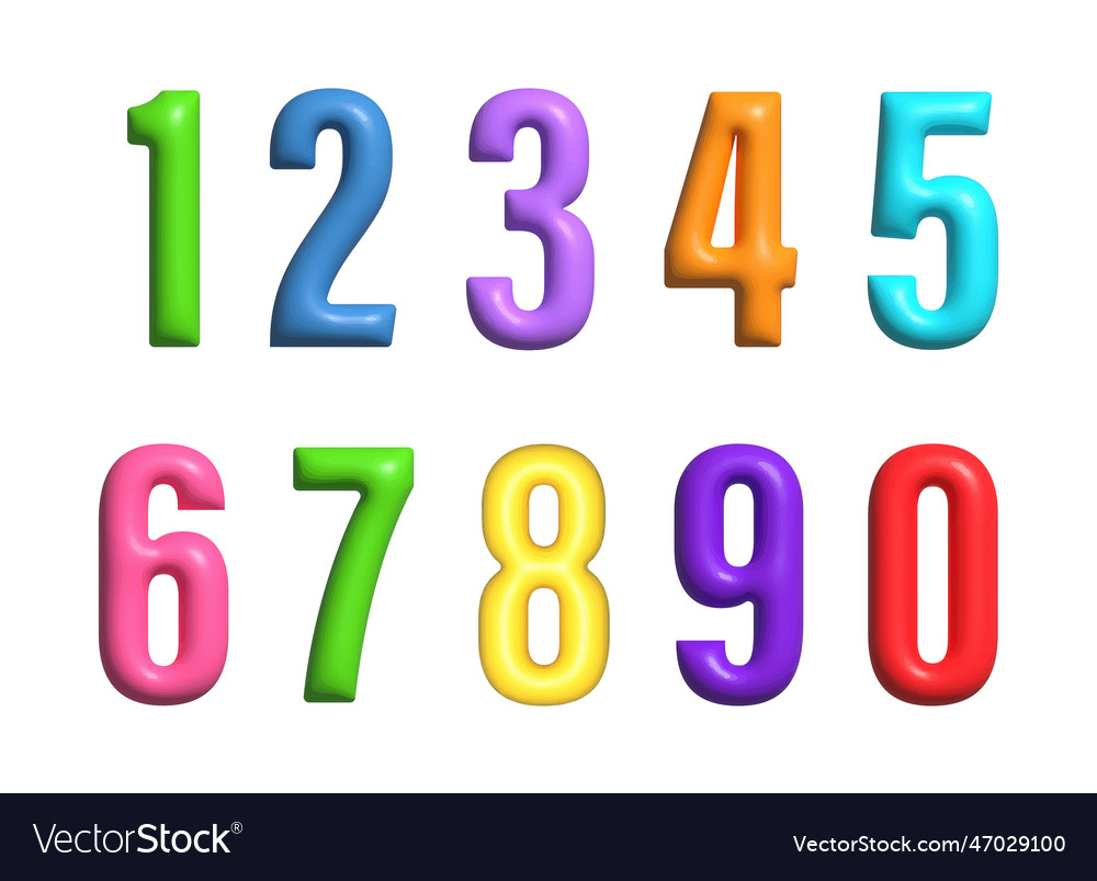 A set of 3d colored numbers design for training