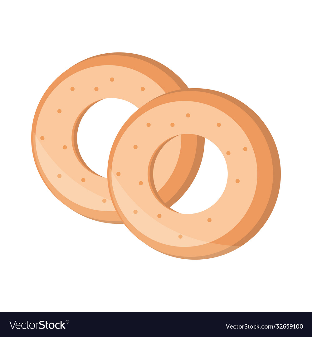 Bread rings menu bakery food product flat style