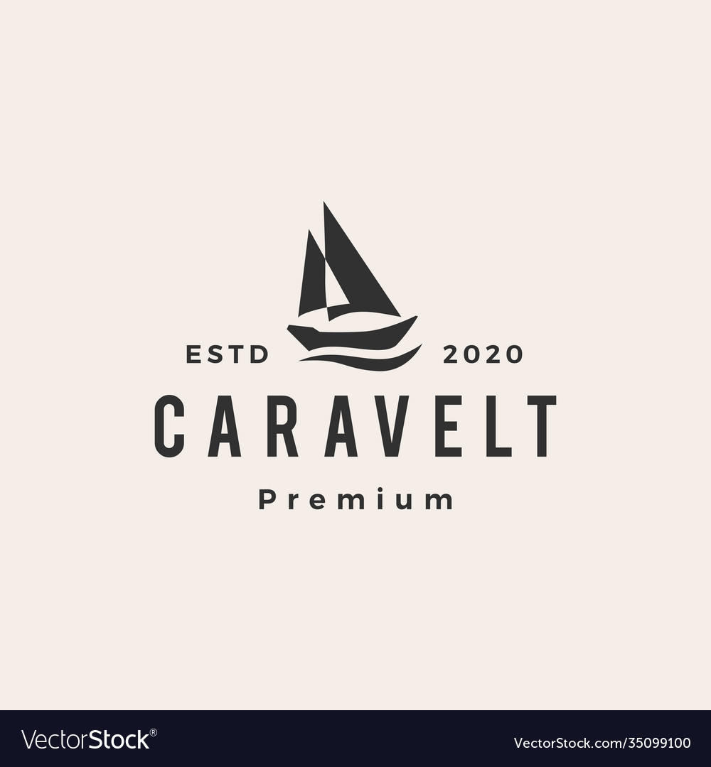 Caravel boat hipster vintage logo icon Royalty Free Vector