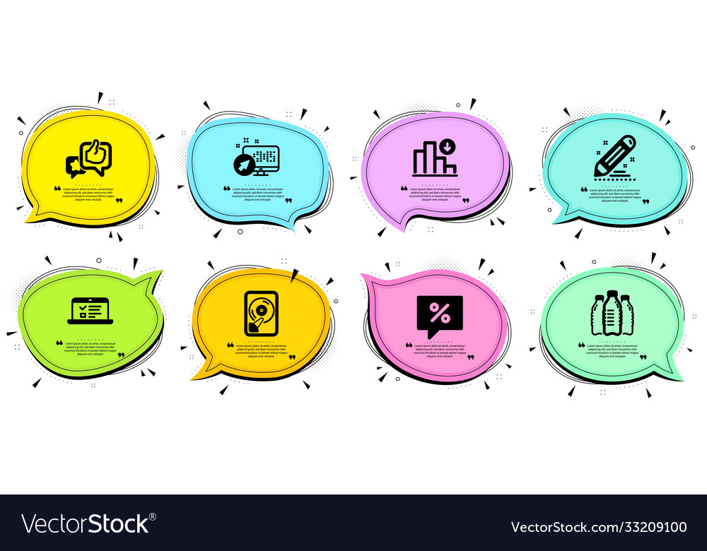 Discount message decreasing graph and hdd icons vector image Discount message decreasing graph and hdd icons