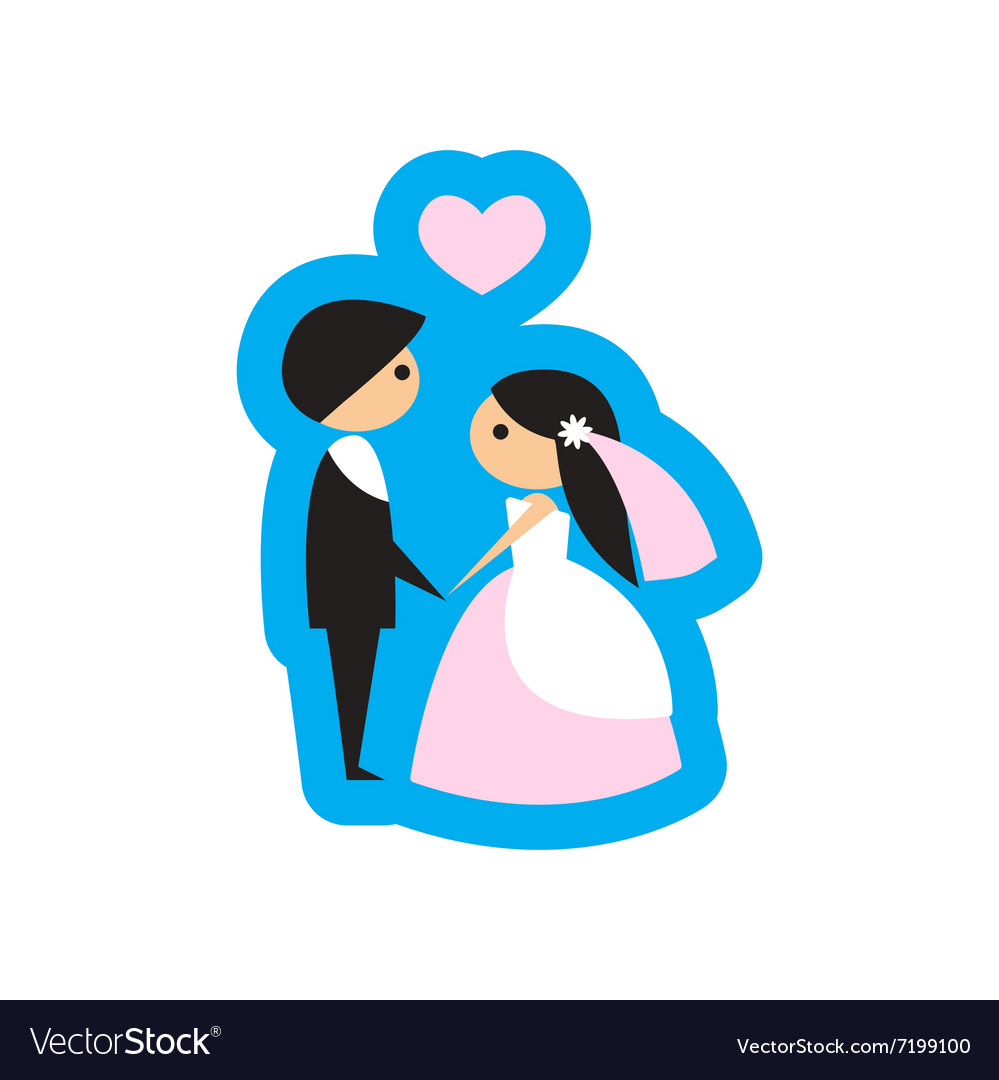 Flat web icon on white background bride and groom