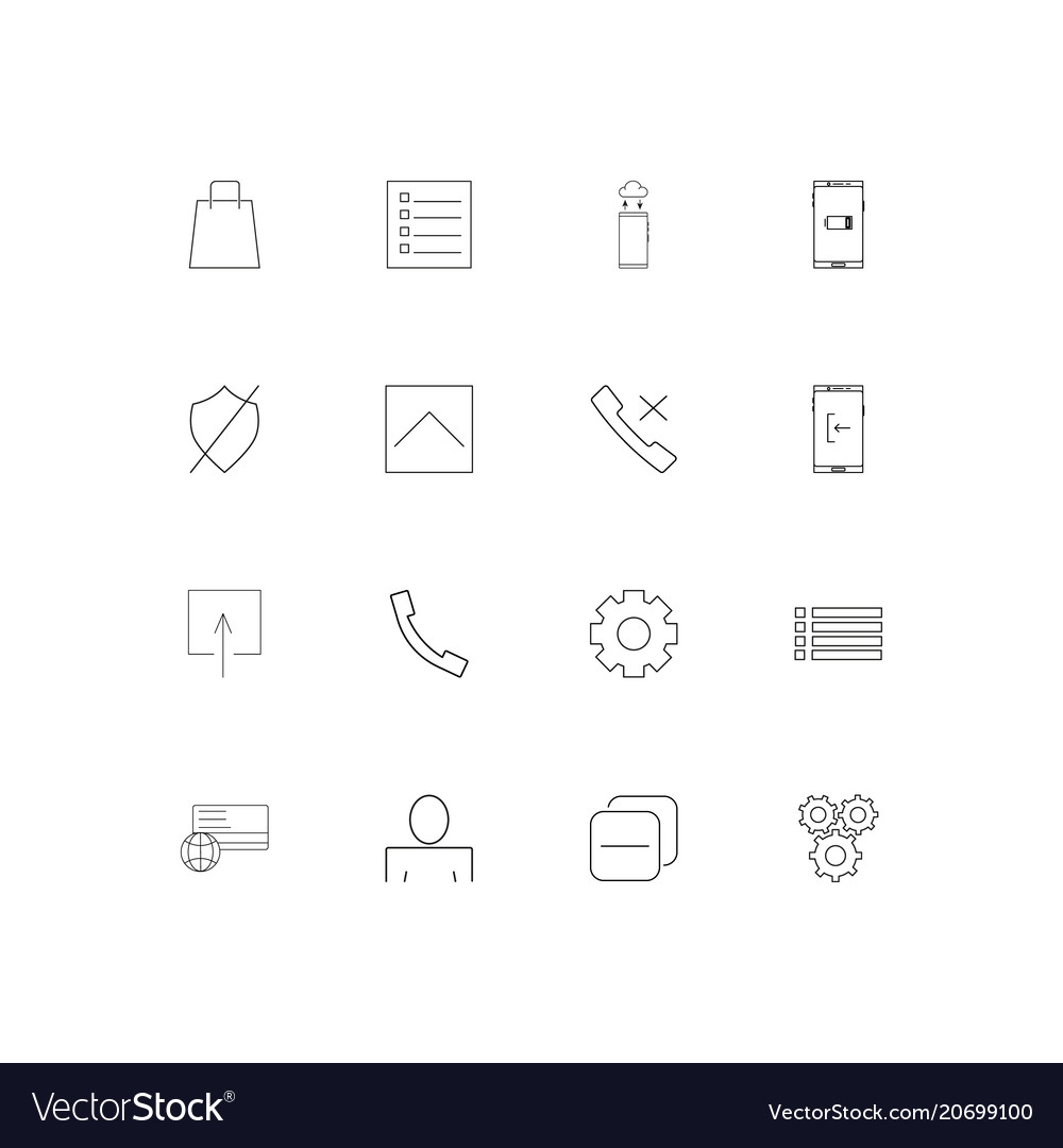 Interface simple linear icons set outlined