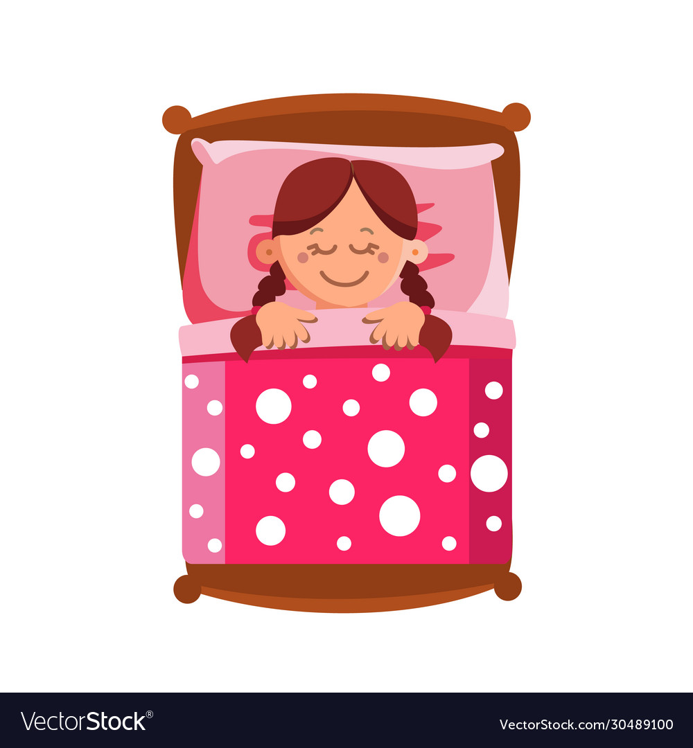 Little girl sleeping in bed sweet dreams Vector Image Little girl sleeping in bed sweet dreams