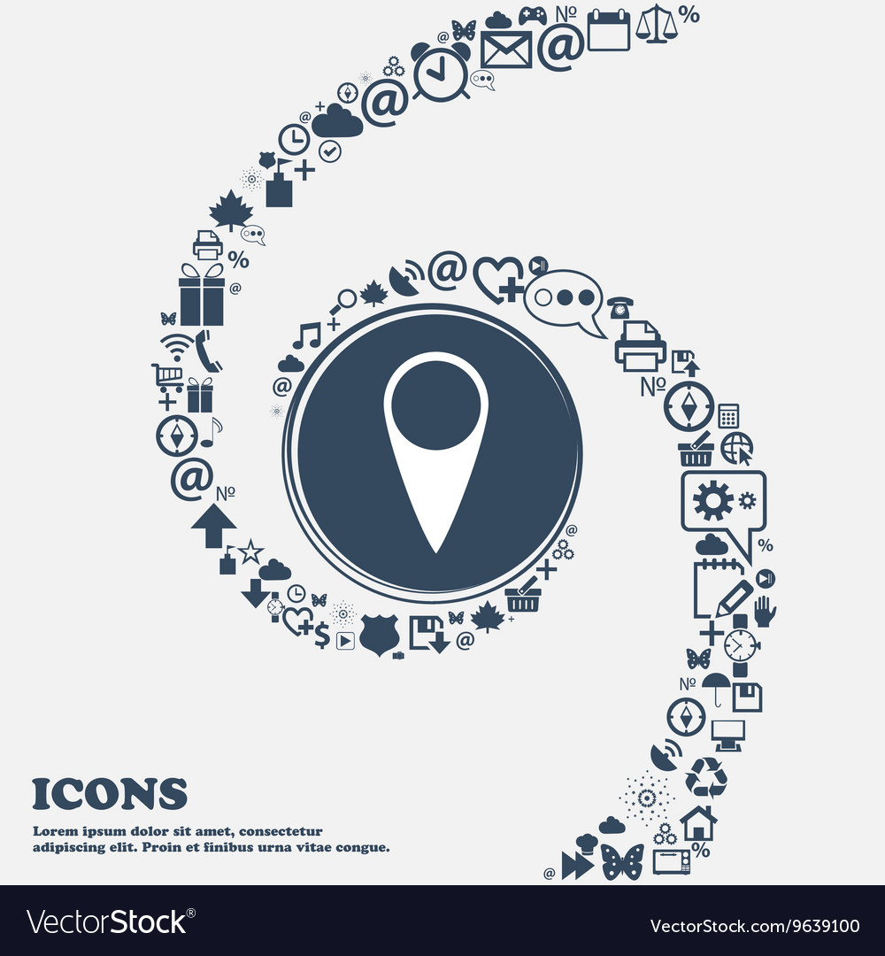 Map pointer icon gps location symbol in the center
