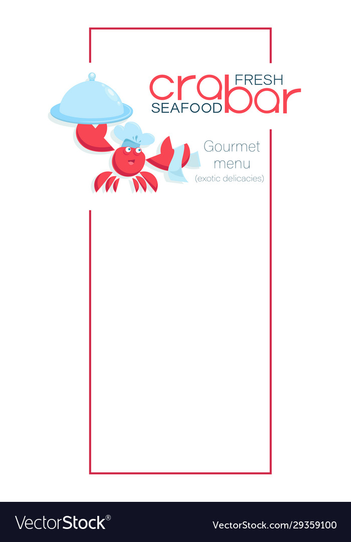Menu template crab bar design elements