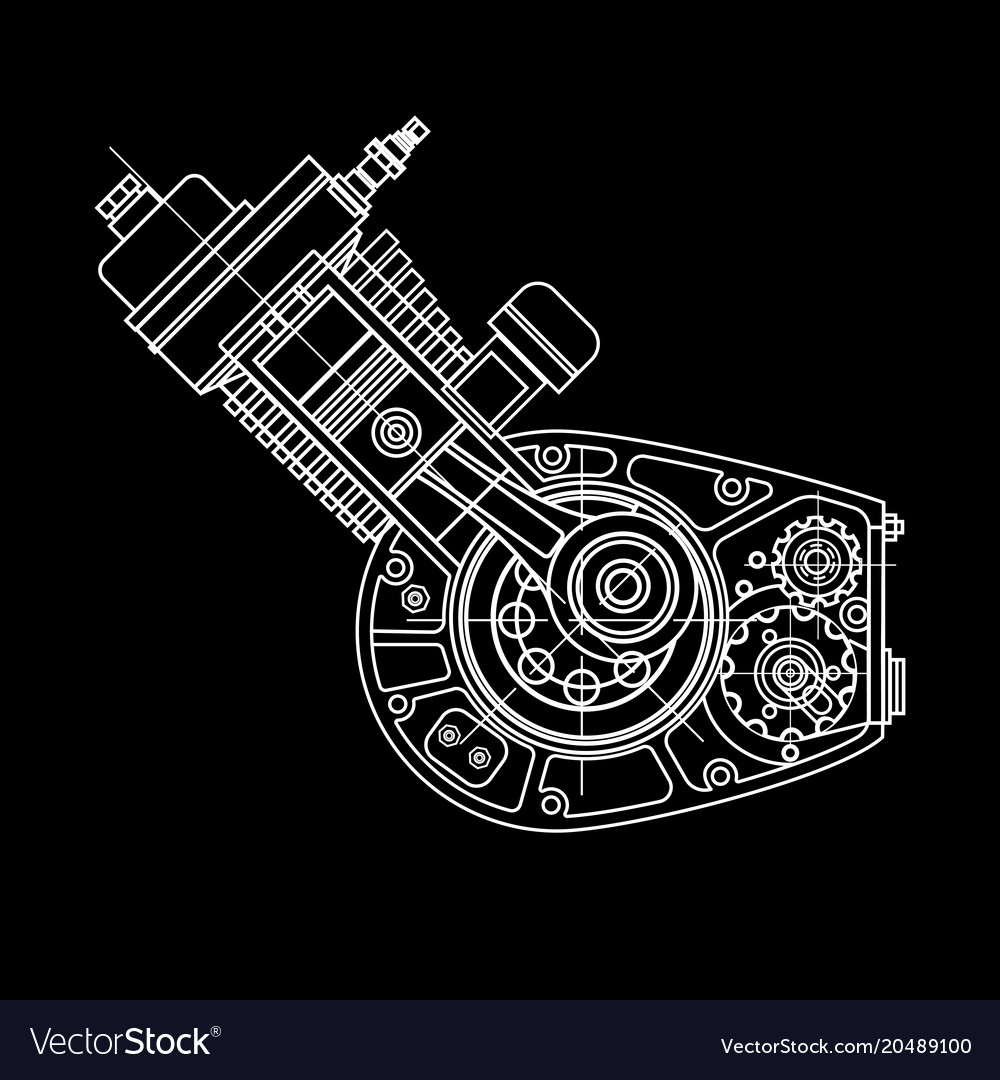 Motocycle engine design isolated in black