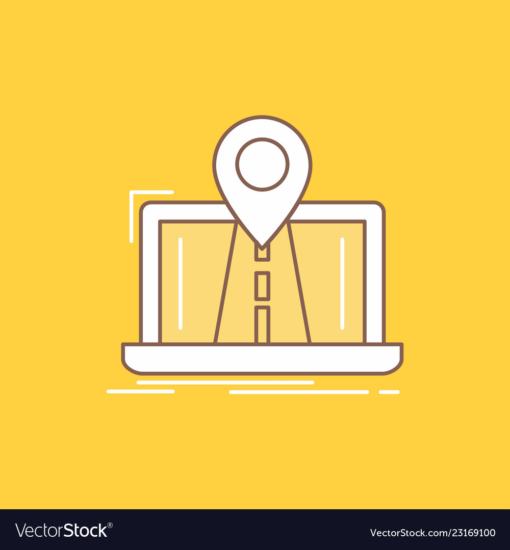 Navigation map system gps route flat line filled vector image Navigation map system gps route flat line filled