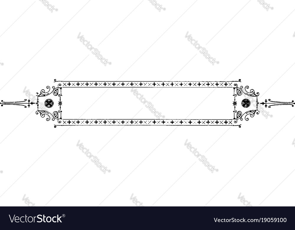 Ornate banner have plus and cross symbol of top