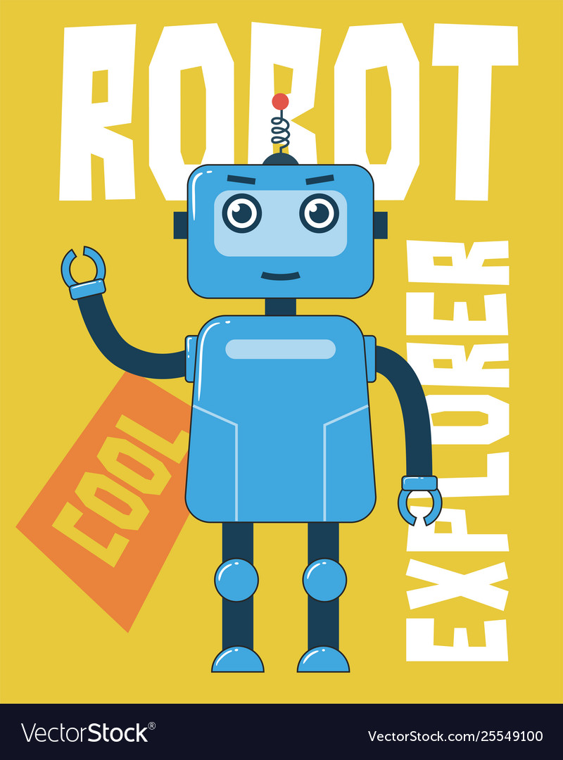 Robot explorer for graphic t-shirt and other uses Vector Image