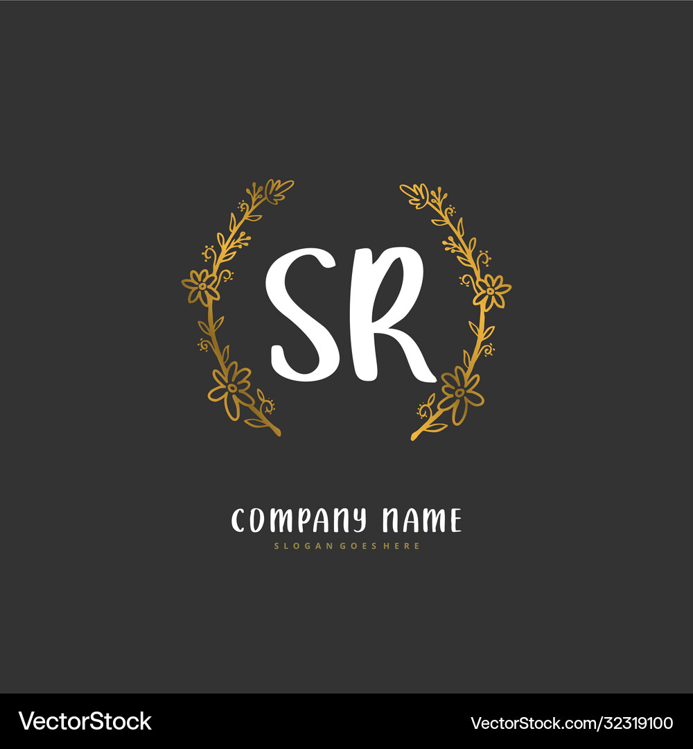 S r sr initial handwriting and signature logo Vector Image