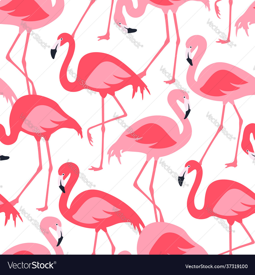 Seamless pattern with flamingos
