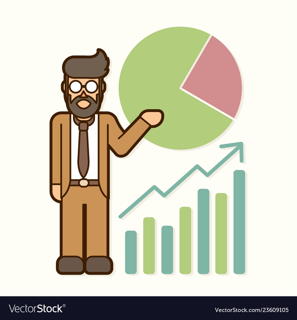 Businessman showing presentation cartoon