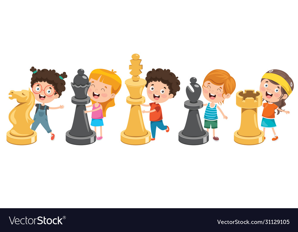 Cartoon character playing chess game