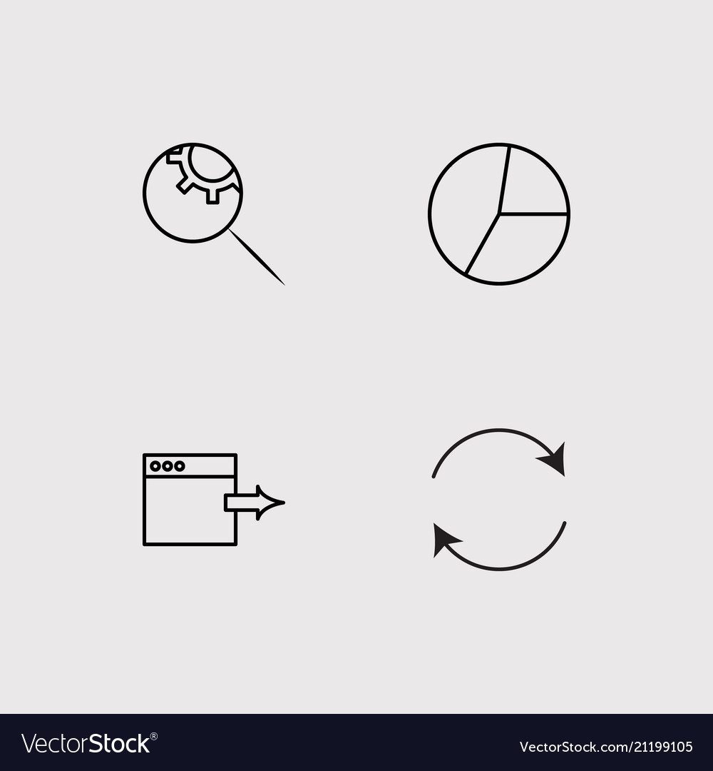 Data analytics simple linear icons set outlined