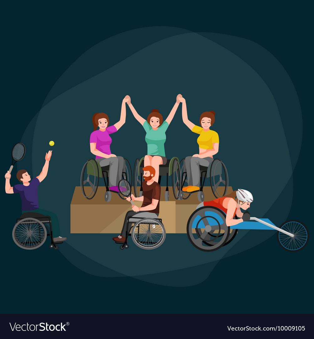 Disable Handicap Sport Games Stick Figure Vector Image