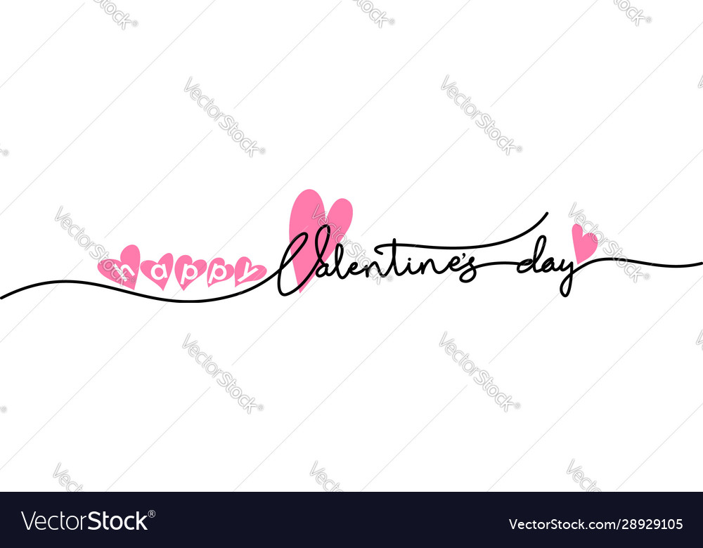 Happy valentines day lettering card with hearts vector image Happy valentines day lettering card with hearts