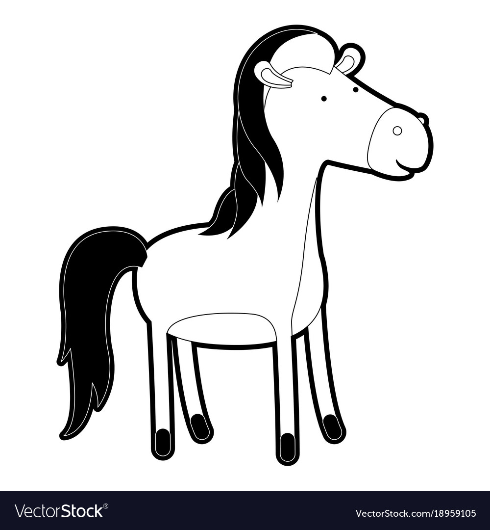 Horse cartoon with black sections silhouette