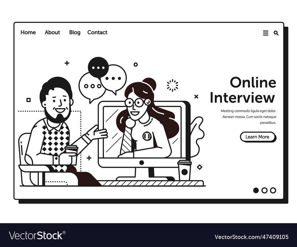 Job application form web page landing template vector image Job application form web page landing template