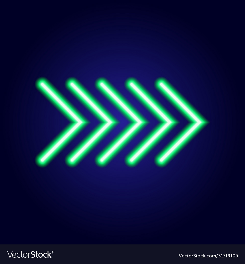 Neon glowing green arrow pointer luminescence Vector Image Neon glowing green arrow pointer luminescence