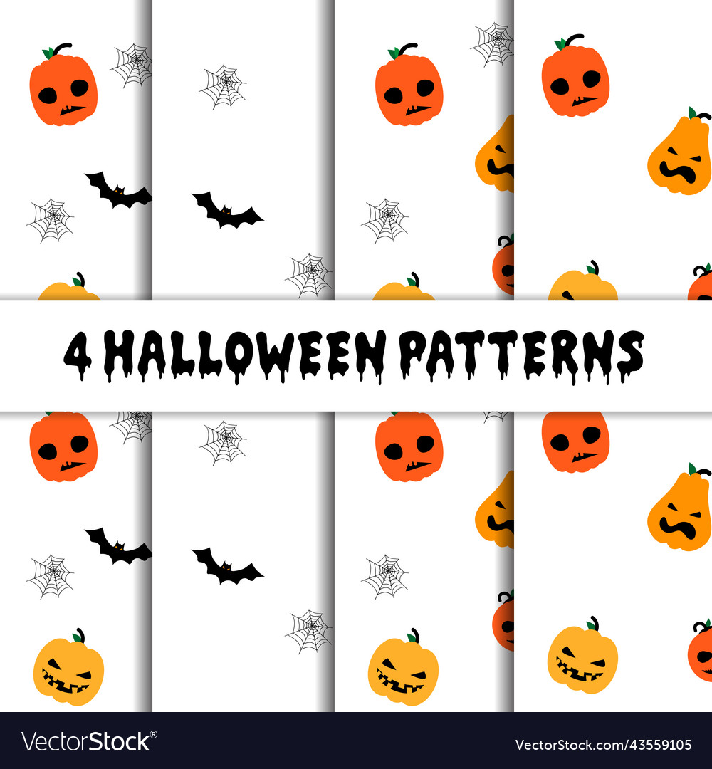 Pattern seamless halloween pumpkin black cat bat vector image Pattern seamless halloween pumpkin black cat bat