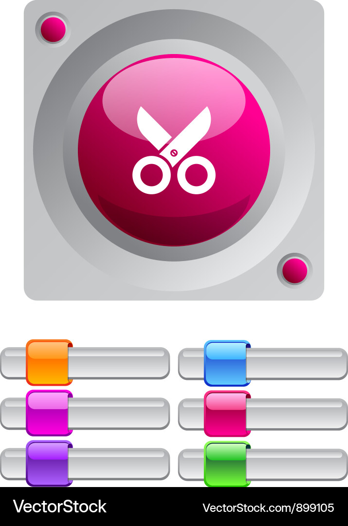 Scissors color round button Royalty Free Vector Image