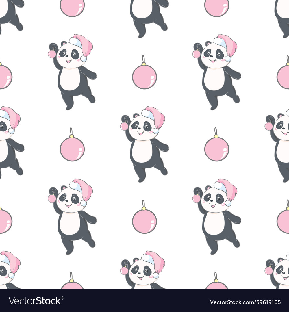 Seamless pattern with the image of a cute panda vector image Seamless pattern with the image of a cute panda