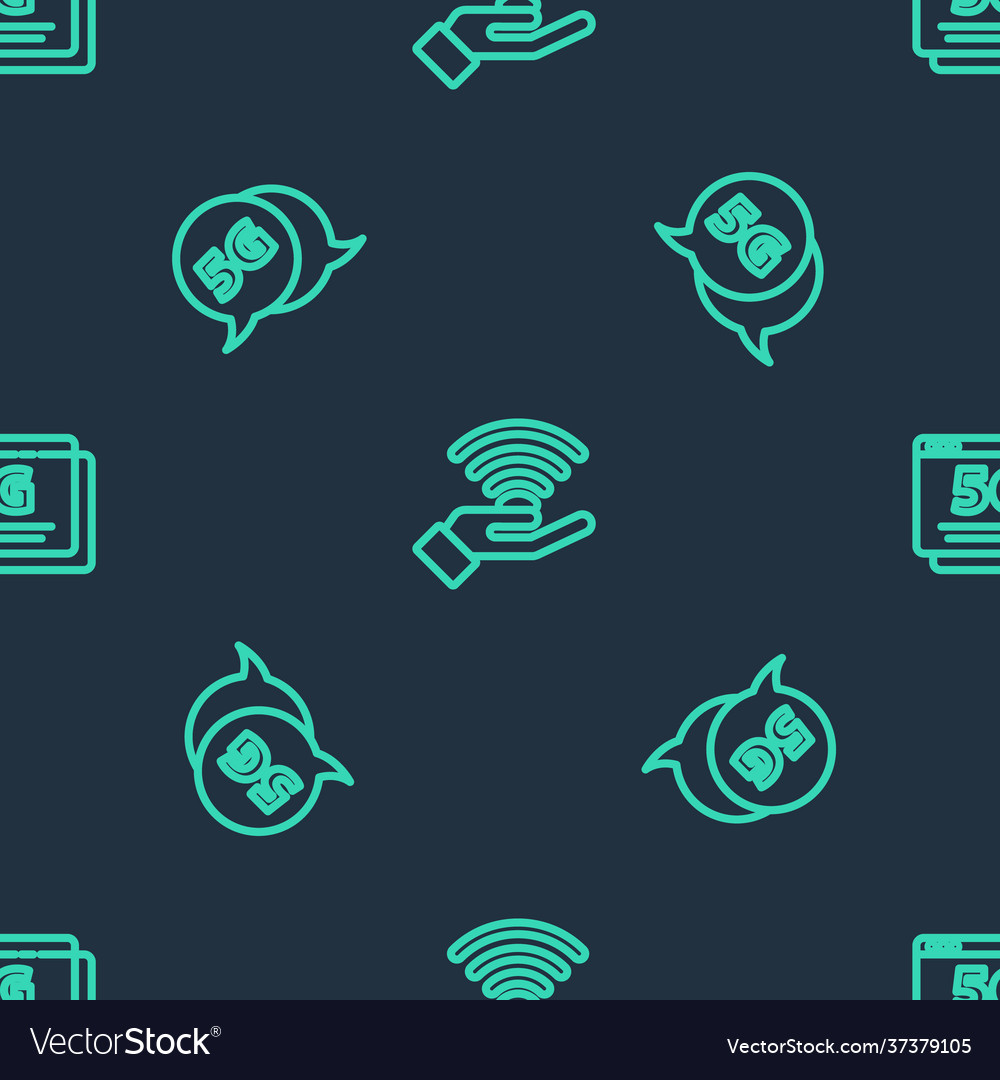 Set line 5g network and on seamless pattern Vector Image Set line 5g network and on seamless pattern