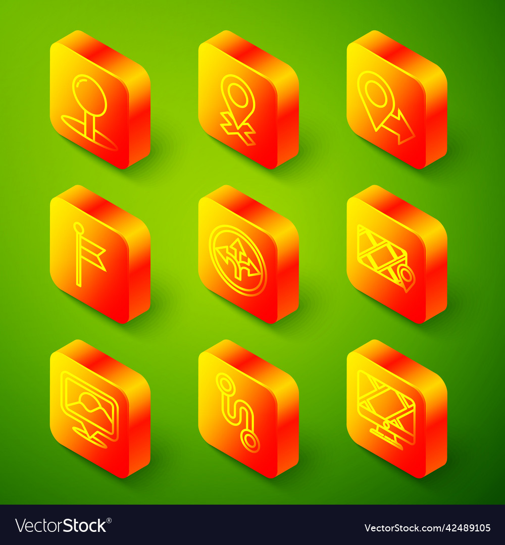 Set line push pin location marker road traffic vector image Set line push pin location marker road traffic