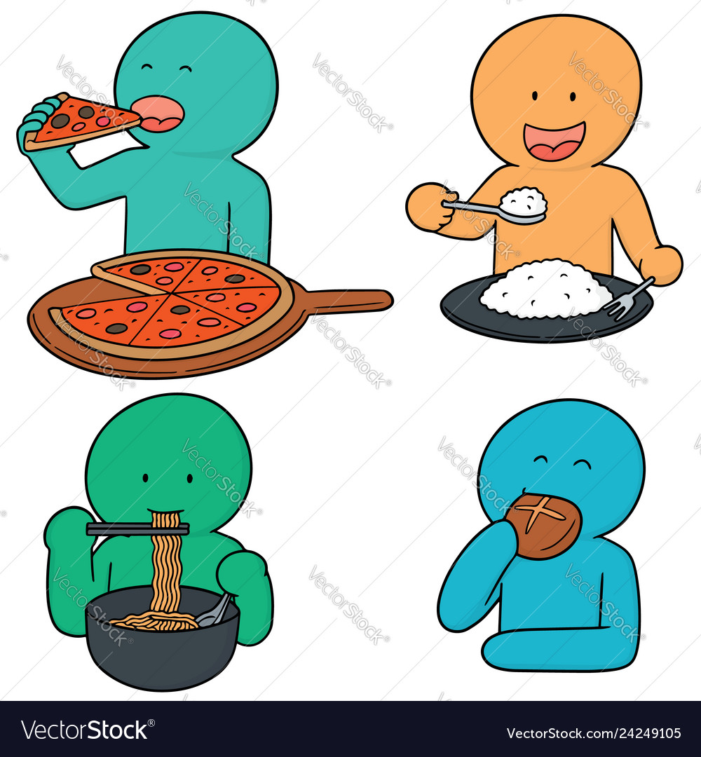 Set of man eating