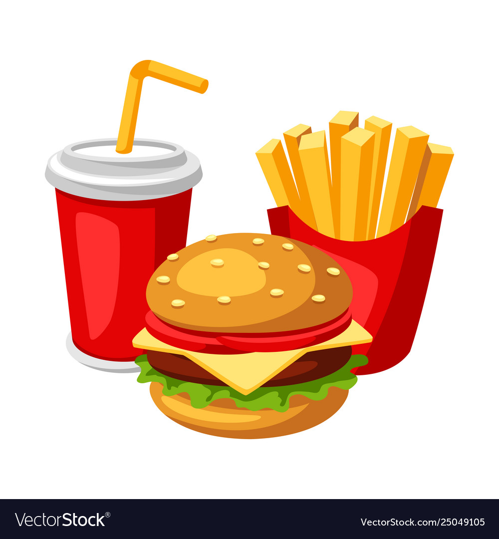 With fast food meal soda fries Royalty Free Vector Image